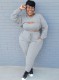 Winter Grey Three Piece Knit Crop Top and Pants Plus Size Set
