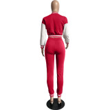Autumn Contrast Color Cropped Top and Pants Tracksuit