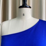 Autumn Blue Formal One Shoulder Sequin Elegant Jumpsuit