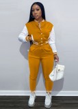 Autumn Contrast Color Cropped Top and Pants Tracksuit