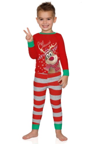 Conjunto de camisa e calça de dormir de Natal com estampa de Papai Noel vermelho de duas peças de pijama infantil para família