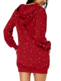 Winter Red Santa Carvinal Print Hoodies Christmas Dress