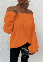 Winter Orange Schulterfreies Pullover Top