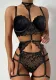 Sexy Black Lace Top Galter Lingerie Set