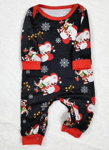 Winter Santa Print Schlafen Overall Weihnachten Familie Baby Pyjama Strampler