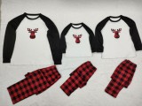 Winter Deer Print Plaid Sleeping Christmas Family Mother Pajama Set