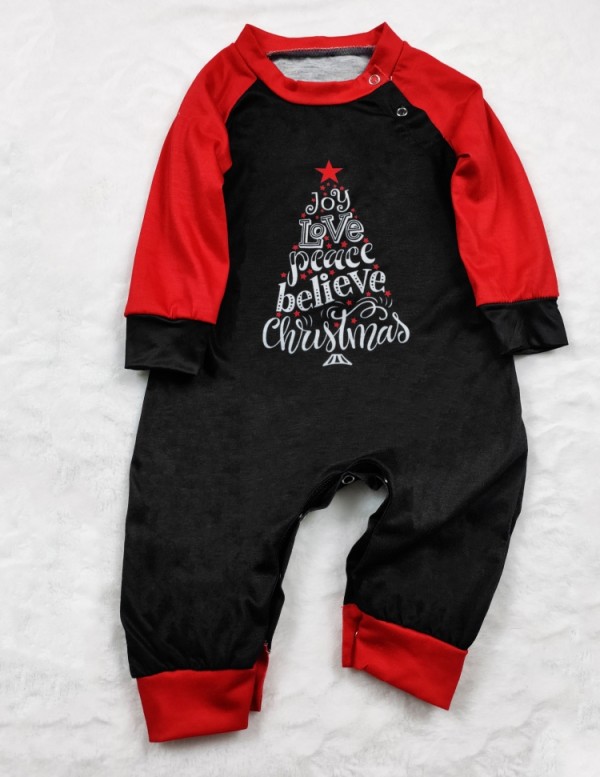 Christmas Baby Black Contrast Long Sleeve Romper