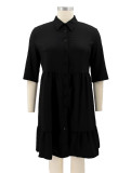 Summer Plus Size Casual Black Skater Dress