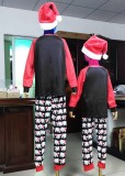 Christmas Men Black Contrast Long Sleeve Top And Print Pant Pajama Two Piece Set