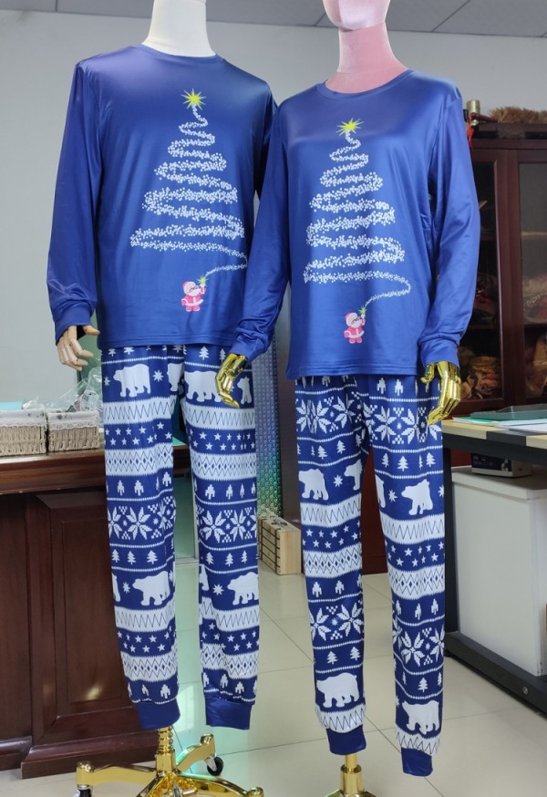 Two Piece Blue Print Christmas Family Pajama - Daddy