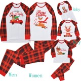 Winter Chirstmas Printed Red Plaid and White Patch Two Piece Family Daddy Pajama Set