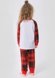 Winter Chirstmas Printed Red Plaid and White Patch Two Piece Family Kids Pajama Set