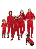 Winter Red Printed Hoody Family Daddy Pajama Onsie Jumpsuit