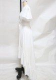Summer Elegant White V Neck Short Sleeve Long Dress