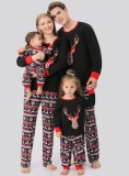 Christmas Children Black Print Long Sleeve Top And Print Pant Pajama Two Piece Set