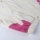 Winter Sport Pink Zipper Turndown Collar Long Sleeve Jacket
