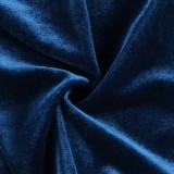 Winter Sexy Blue Off Shoulder Velvet Ruffles Slit Dress