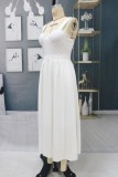 Summer Elegant White Straps Sleeveless Long Dress