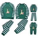 Christmas Men Green Stripe Print Long Sleeve Top And Print Pant Pajama Two Piece Set