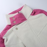 Winter Sport Pink Zipper Turndown Collar Long Sleeve Jacket