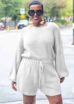 Mameluco suéter de manga larga con cordón ajustable blanco de invierno