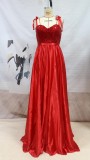 Summer Elegant Red Lace Upper Sleeveless Wedding Dress