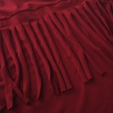 Fall Sexy Wine Red Round Neck Tassel Long Sleeve Bodycon Dress