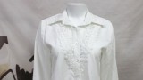Fall White Mesh Patch Button Up Long Sleeve Formal Blouse