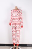 Christmas Women Print Print Long Sleeve Top And Pant Pajama Two Piece Set