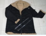 Men'S Winter Black Pocket Long With Sherpa Long Sleeve Coat