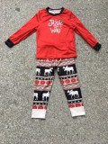Christmas Children Print Long Sleeve Top And Print Pant Pajama Two Piece Set