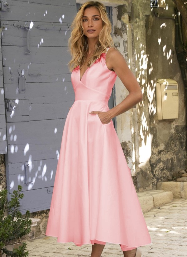 Summer Elegant Pink Backless Strap Sleeveless Long Dress