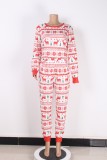 Christmas Men Print Long Sleeve Top And Pant Pajama Two Piece Set