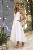 Summer Elegant White Backless Strap Sleeveless Long Dress