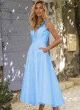 Summer Elegant Blue Backless Strap Sleeveless Long Dress