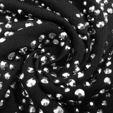 Winter Black Beading Long Sleeves O-Neck Mini Club Dress