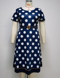 Autumn Polka Print Mother Of The Bride Two Piece Dress