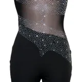 Spring Sexy Black Mesh Patch Beaded Sleeveless Party Jumpsuit