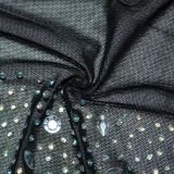 Spring Sexy Black Mesh Patch Beaded Sleeveless Party Jumpsuit