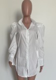 Fall Sexy White Puffed Long Sleeve Shirt