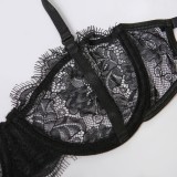 Sexy Black Lace Bra and Panty Galter Lingerie Set