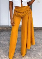 Pantalones rectos de cintura alta formales amarillos de invierno