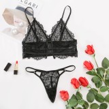 Sexy Black Floral Bra and Panty Lingerie Set
