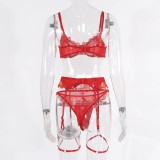 Sexy Red Floral Bra and Panty Galter Lingerie Set