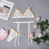 Sexy White Floral Bra and Panty Galter Lingerie Set