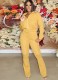 Winter Yellow Crop Top and Pants Wholesale 2 Piece Outfits