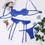 Sexy Blue Lace Bra and Panty Galter Lingerie Set