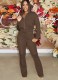 Winter Khaki Crop Top and Pants Wholesale 2 Piece Outfits
