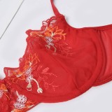 Sexy Red Floral Bra and Panty Galter Lingerie Set