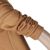 Winter Khaki Zipper Fly Long Sleeves Two Piece Wholesale Sportswear